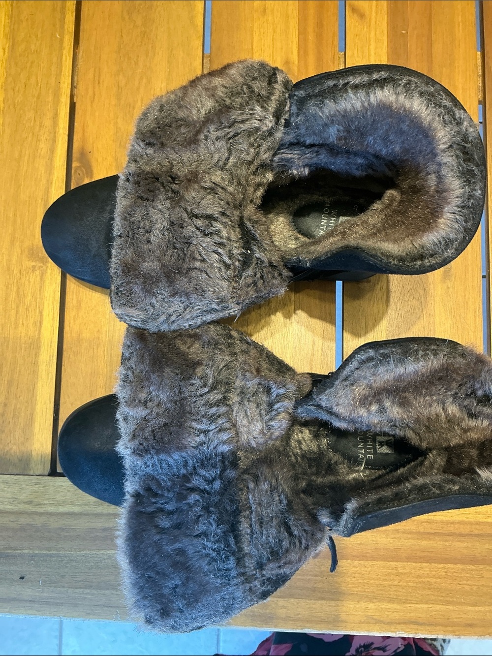 White Mountain Black Faux Suede Faux Fur Ankle Booties with Buckle - Picture 6 of 10